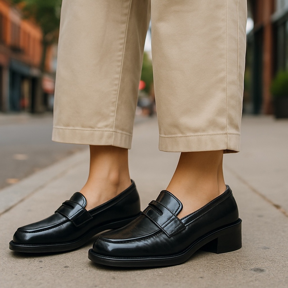 Black Jeffery Campbell Platform penny Loafers 7.5